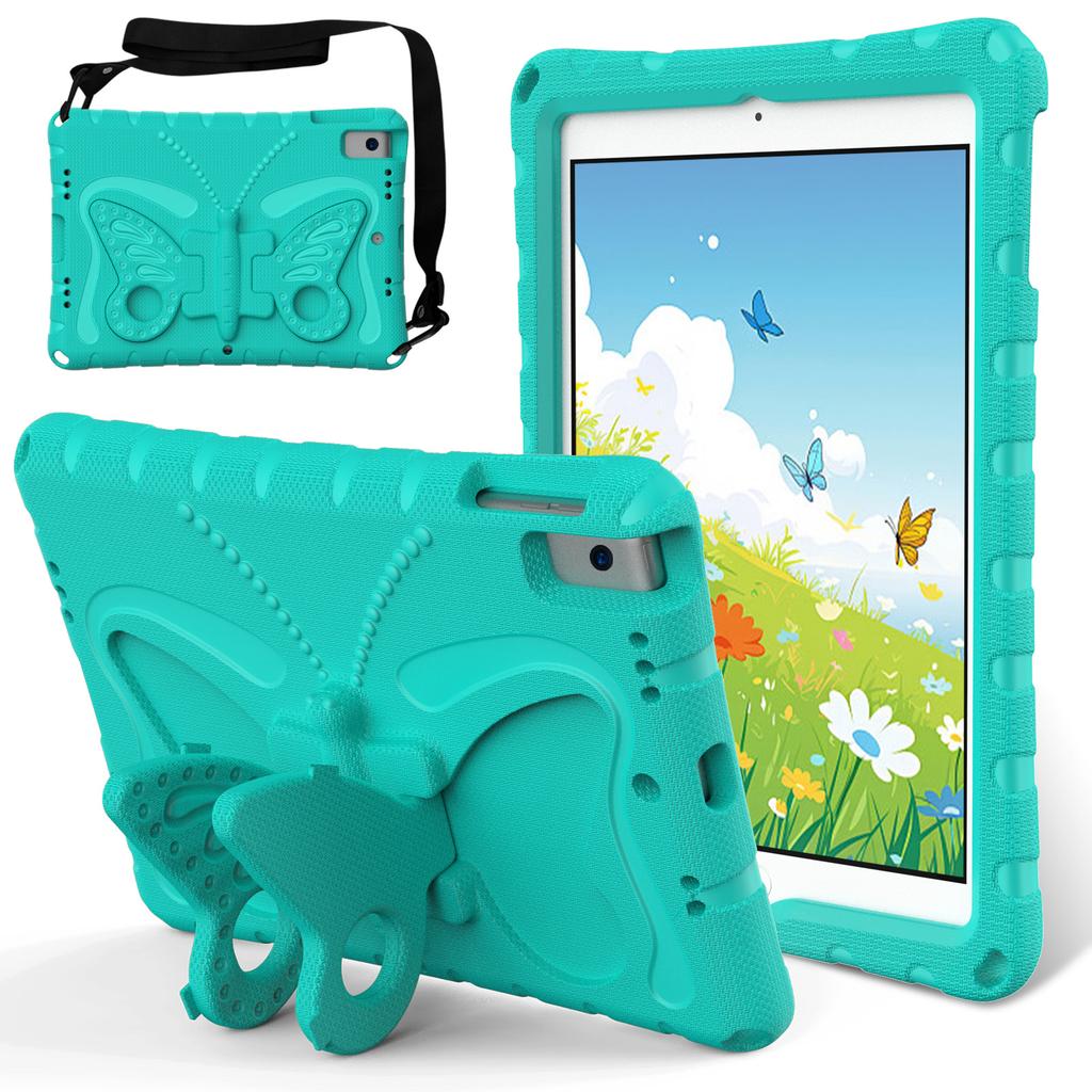 For iPad 10.2 (2021)/(2020)/(2019)/iPad Air 10.5 inch (2019) Case Butterfly Kickstand EVA Tablet Cover with Lanyard