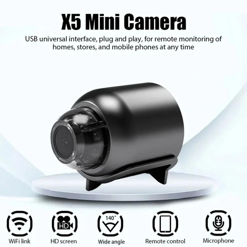 New X5 Mini Camera 1080P HD Wireless Surveillance Premium Lightweight Portable with Clear Night Vision and Motion Detection