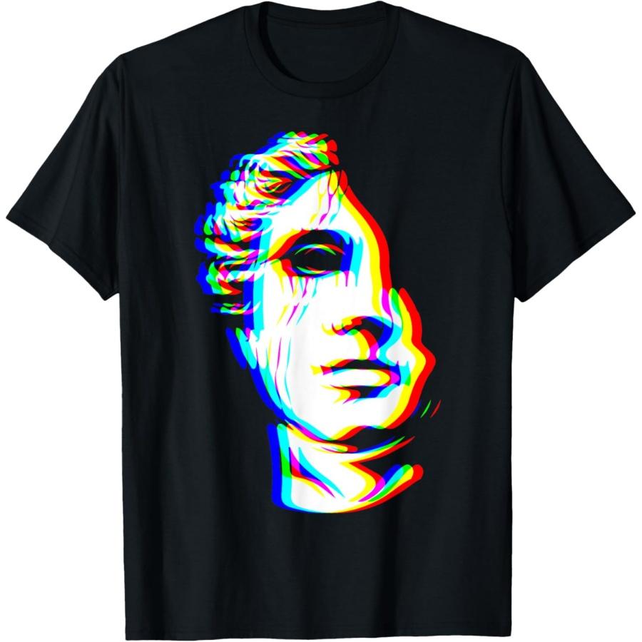 Футболка с глюком, бюст статуи Давида, EDM-музыка, эстетика вейпорвейва S