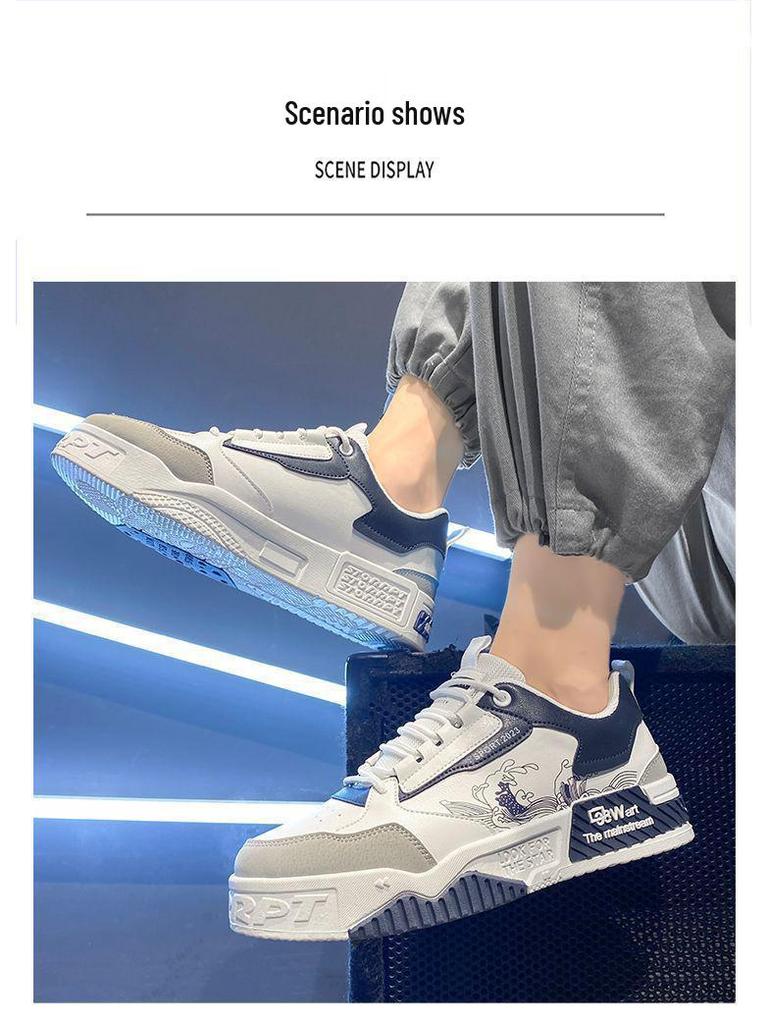 Niche Versatile Height-Increasing White High-Top Sneakers for Men - Trendy Casual Sports Shoes for Spring, Summer, and Autumn.