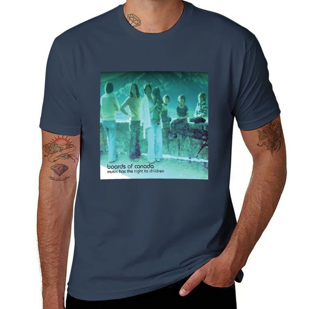 T-shirt con scritta "Boards of Canada music has the right to children" Top Casual a Maniche Corte per Natale
