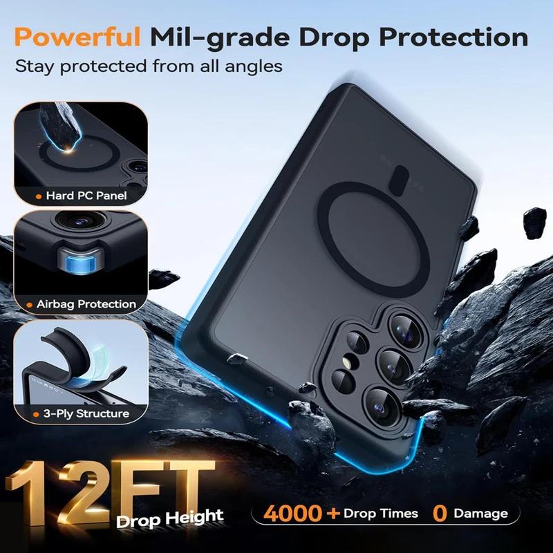 Luxury Matte Case For Samsung Galaxy S26 S25 S24 S23 Ultra Plus FE A56 A36 A26 A17 A16 S25Edge Magsafe Wireless Charge Cover