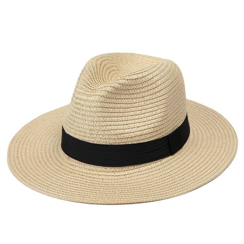 Hat Men'S Summer Tide Travel Vacation Beach Wide Edge Sun Protection Sun Men'S Sunshade Top Hat Panama Straw Hat Women