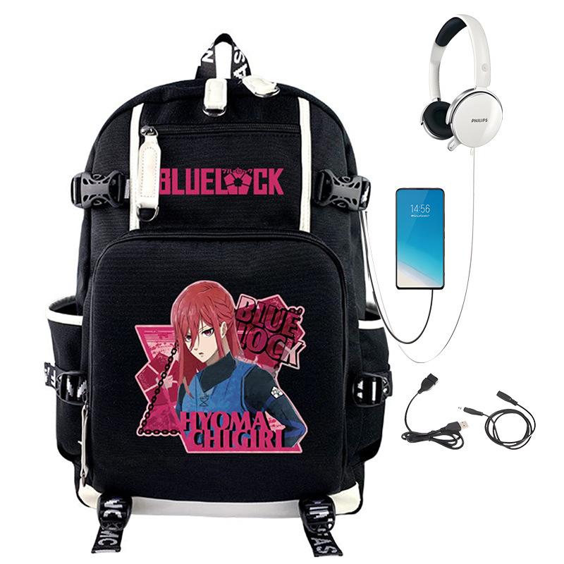 

Peripheral printing personality trend backpack large capacity multi-function USB casual schoolbag Average Size