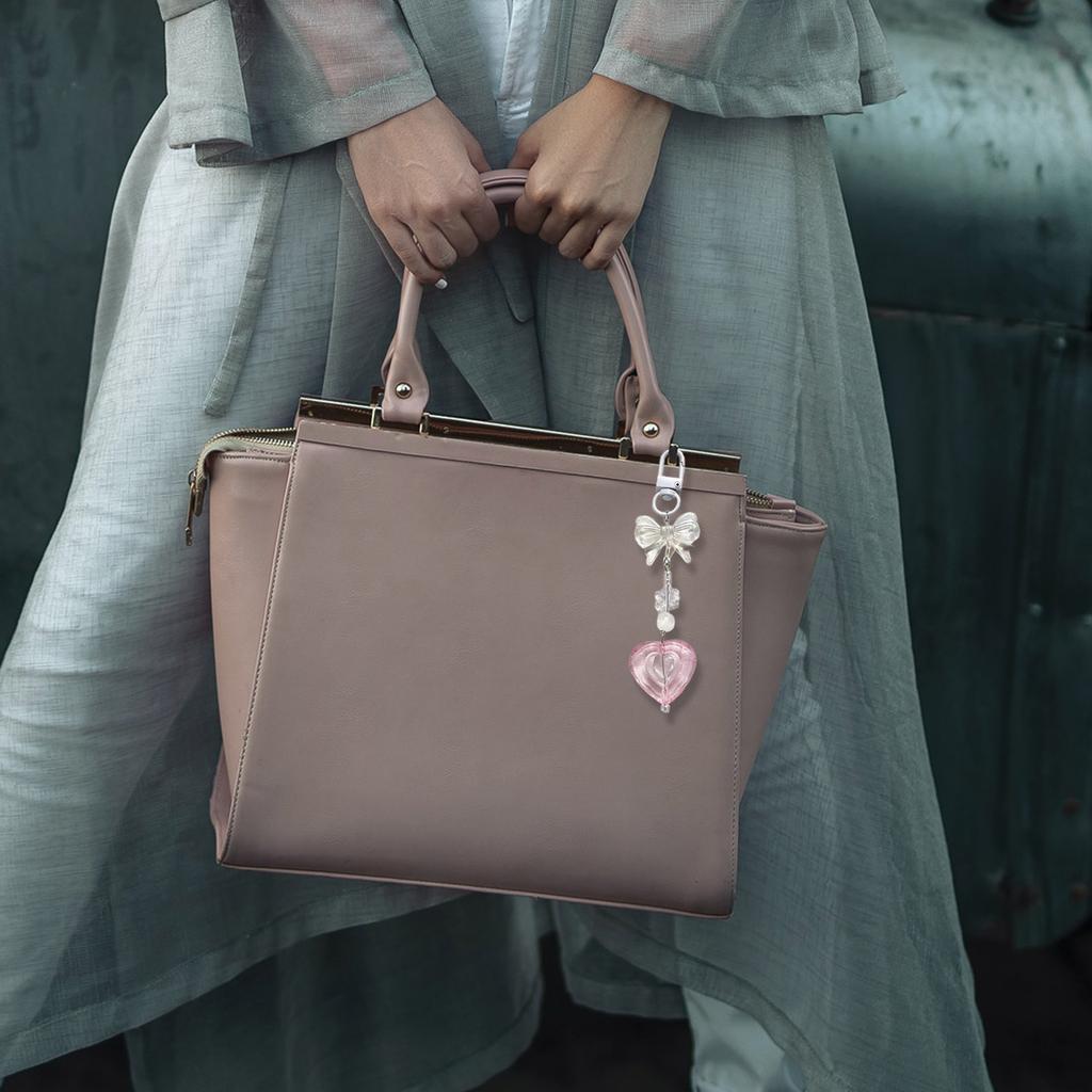 Stilvoller Perlen-Schlüsselanhänger Handy-Anhänger Lebendiger Perlen-Herz-Anhänger Schlüsselanhänger Schleife Handy-Kette Schmuck-Anhänger