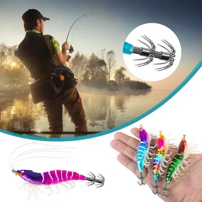 Leuchtender Garnelenköder mit Tintenfisch-Jig-Haken Realistisch Bionisch Künstlich