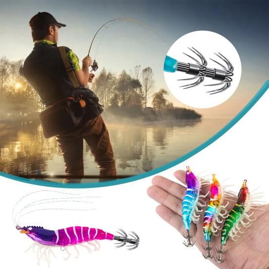 Luminous Shrimp Bait with Squid Jig Hook Realistic Bionic Artificial