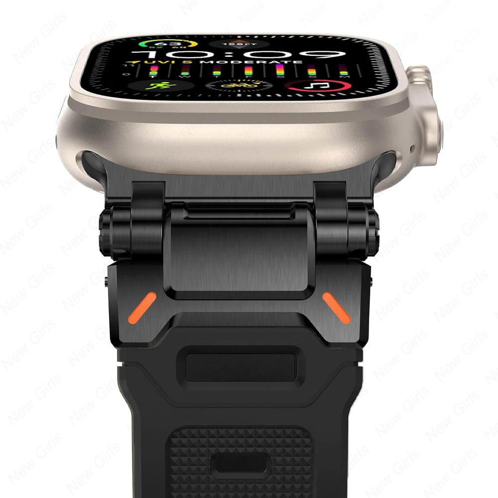 Sports Rubber Band for Apple Watch Ultra 2 1 Band 49mm Series 10 46mm Luxury Wristband for IWatch Series 9 8 7 6 5 4 45mm 44mm