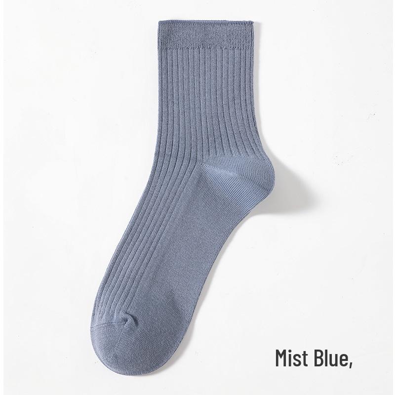 Men's Antibacterial Sweat-Absorbing Cotton Mid-Calf Socks for Business & Casual Wear - Fall/Winter Versatile Styles