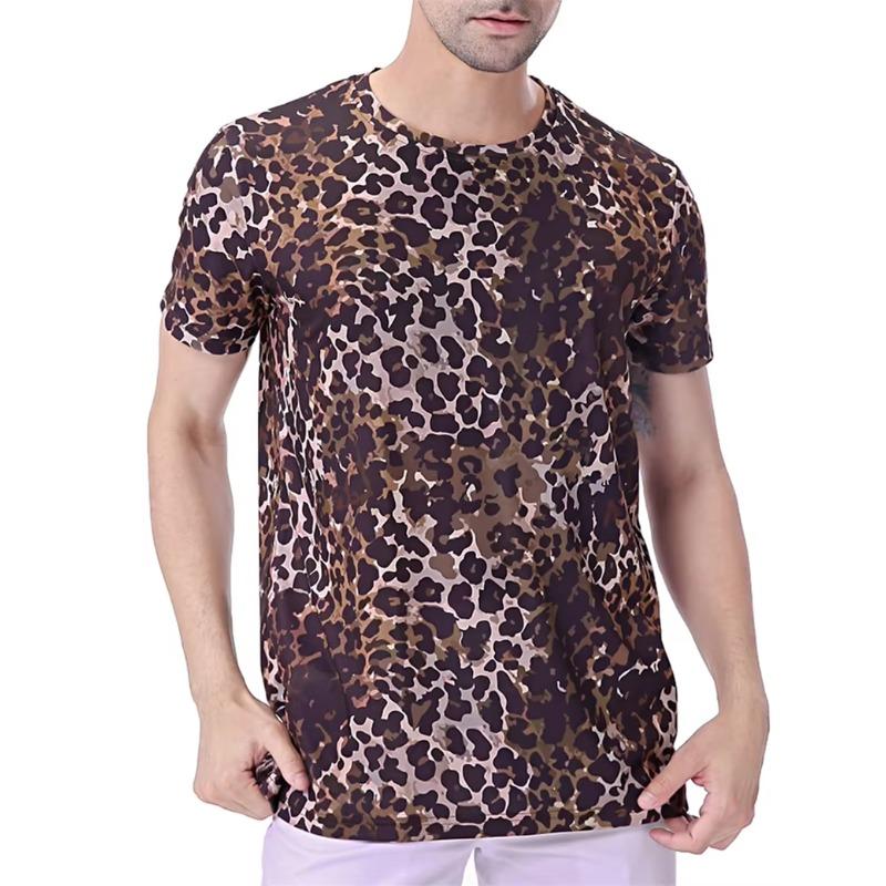 Summer Men's Imitation Animal Pattern 3D Printed Crew Neck T-Shirt