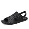 Fashion Classic Outdoor Men Sandals Handmade Leather Summer Flats Casual Lightweight man Beach Shoes Quick Dry Wading Aqua Shoes Sandals