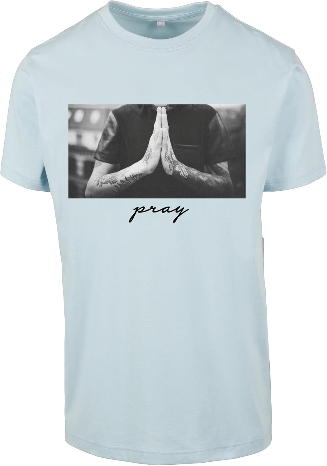 

Mister Tee Men s T-Shirt Pray Tee Graphic Print Ocean Blue L S разноцветный