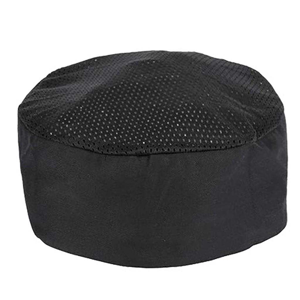 Chef Hat Adjustable Size Top Vent Breathable Cotton Polyester Fiber Black Chef Cap for Restaurant
