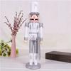 2Pcs 30CM Christmas Decorations Nutcracker Puppet Creative Wooden Handicraft Christmas Desktop Decorations Silver