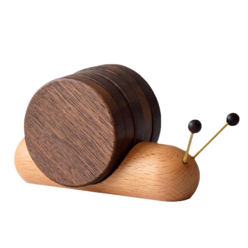 Black Walnut Cartoon Snail Decompression Creative Tea Cup Mat Decoration, Heat-insulating Tea Coffee Mug Coaster