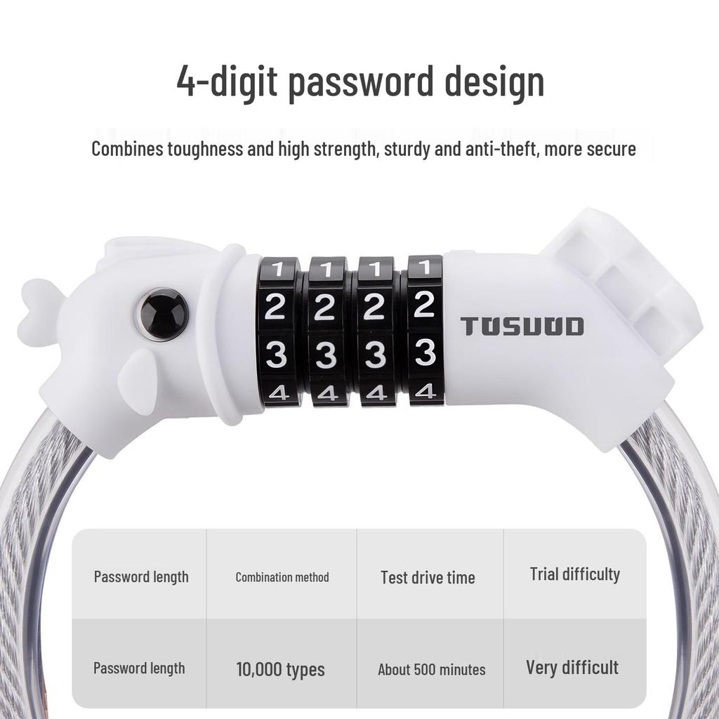 TOSUOD Taşınabilir Çelik Kablo Kilidi - Tek Döngülü Başlıklı Hırsızlığa Karşı Araba ve Bisiklet Tel Kilidi