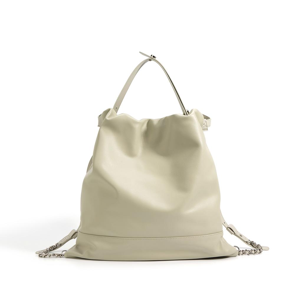 New Niche Glossy Tote Bag Fashionable Pleated Large-capacity Bucket Bag Shoulder Messenger Bag Women