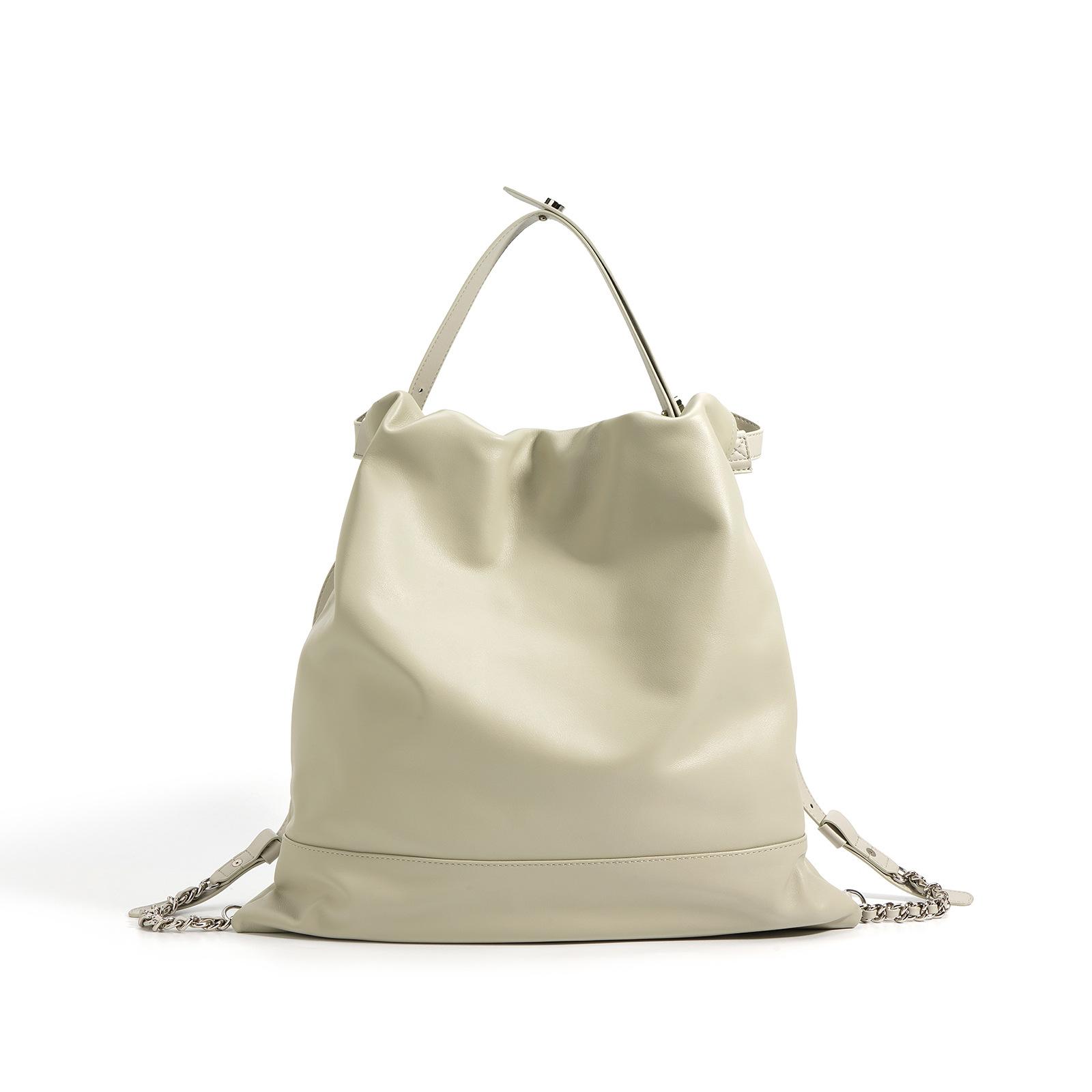 

New Niche Glossy Tote Bag Fashionable Pleated Large-capacity Bucket Bag Shoulder Messenger Bag Women