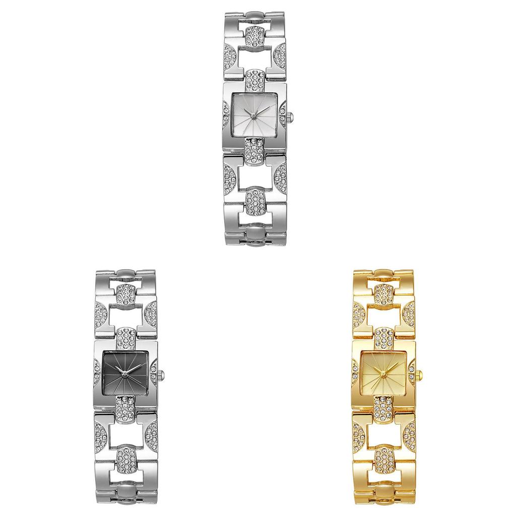 Retro Womens Square Dial Watch With Alloy Case And Stainless Steel Buckle For Daily Use