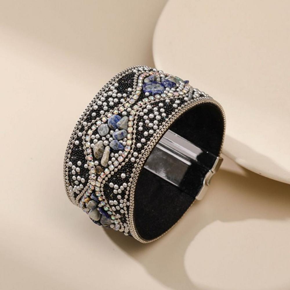 Bohemian Rhinestone Women's Bracelet Ethnic Style Handmade Female Bangle  Fashion Accessory