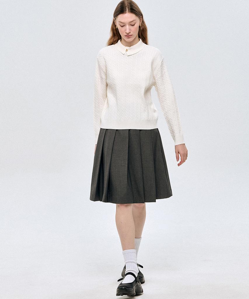 LESONNET Duke Cable Knit Pullover Cream
