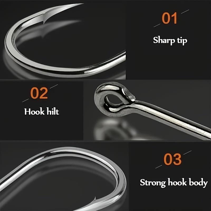 100pcs Fishing Hooks Set High Carbon Steel Sharp Barbed Fishhooks Rock Fishing Gear Tackle Accessories for Saltwater