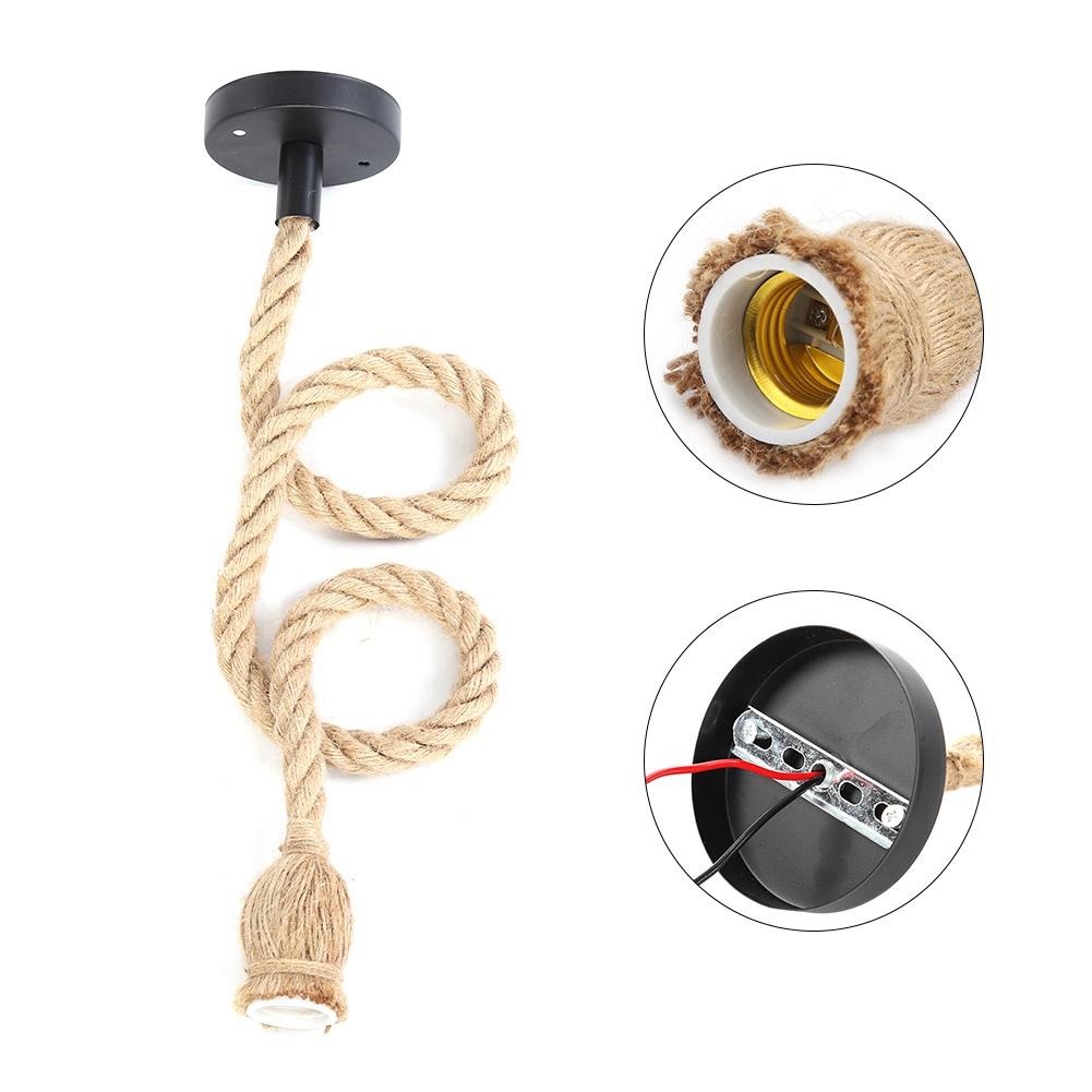 E27 Lampensockel 1m Hanfseil Kabel Elektrodraht DIY Anhänger Dekorative Lampenfassung (1 Halter)