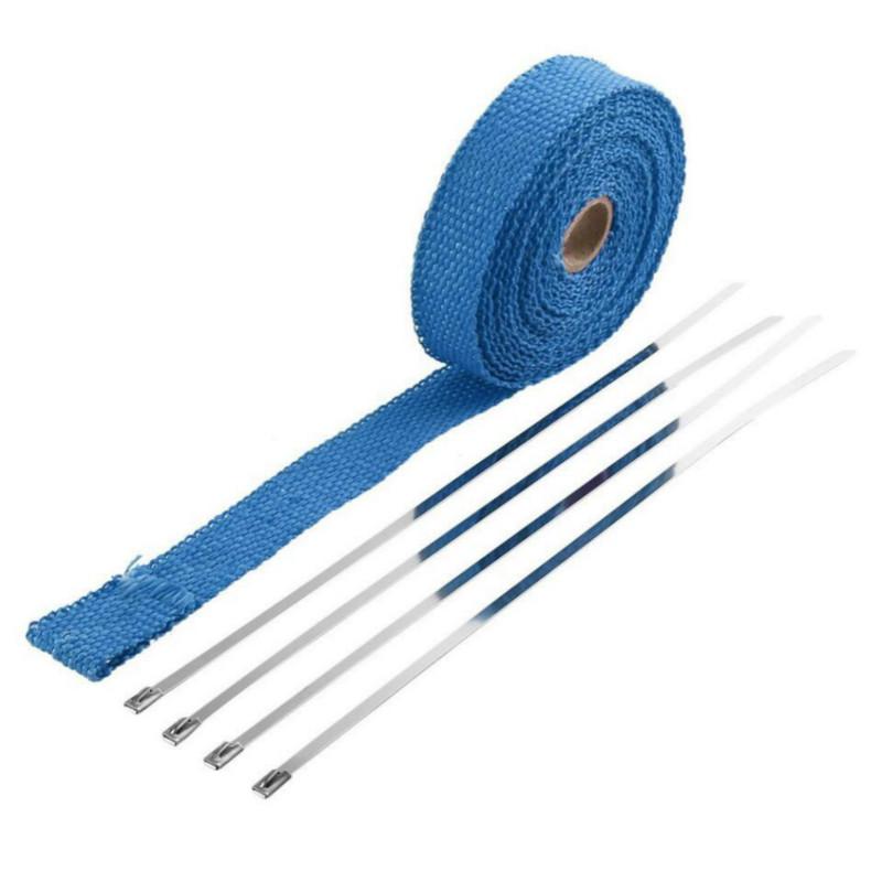 5M Car Motorcycle Exhaust Wrap Pipe Header Heat Wrap Turbo Mainfold Heat Exhaust Thermal Wrap Tape Stainless Steel Ties