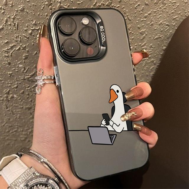 

Mr. Duck Bite Dagger Phone 15 14 13 12 11 Pro Max For iPhone 16 Case Cover Funda Bumber Shell For iPhone 11 Pro Max чёрно-фиолетовый