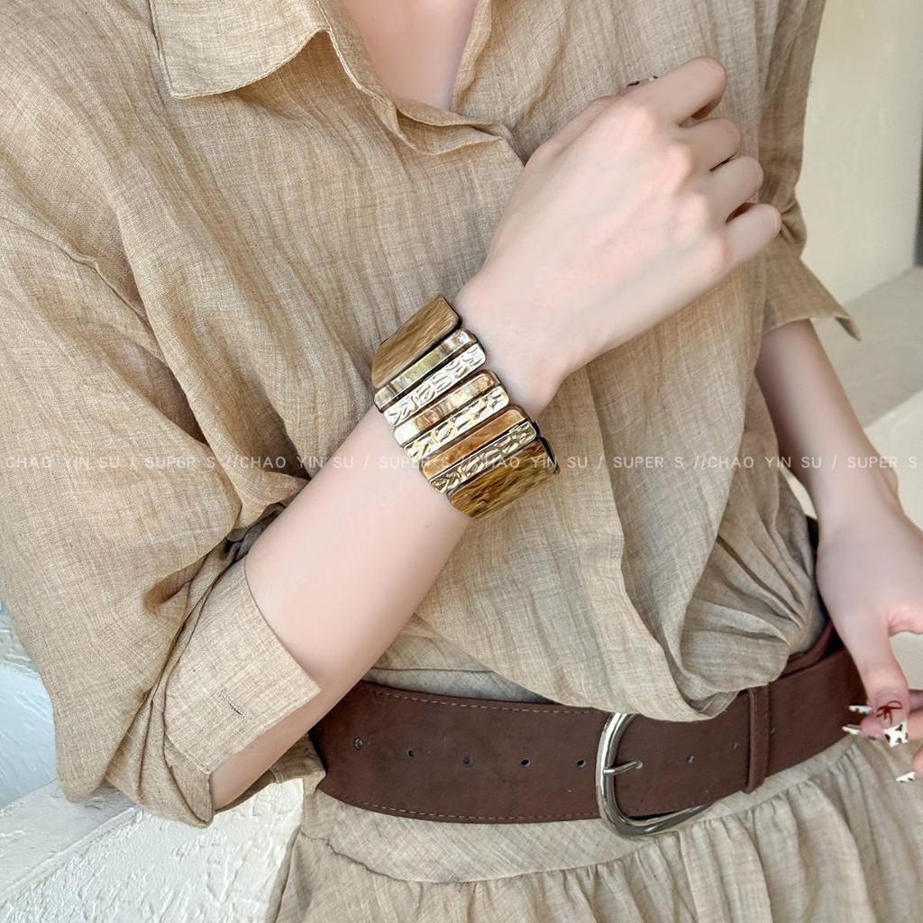 Gradient Acrylic Round Vintage Bracelet - Versatile High-End Fashion Jewelry