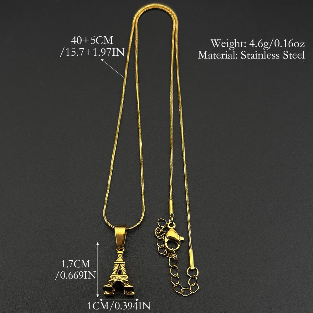 Paris Eiffel Tower Chain For Women Men Stainless Steel Gold Color Creative Party Hiphop Couple Neck Pendant Jewelry Accessory