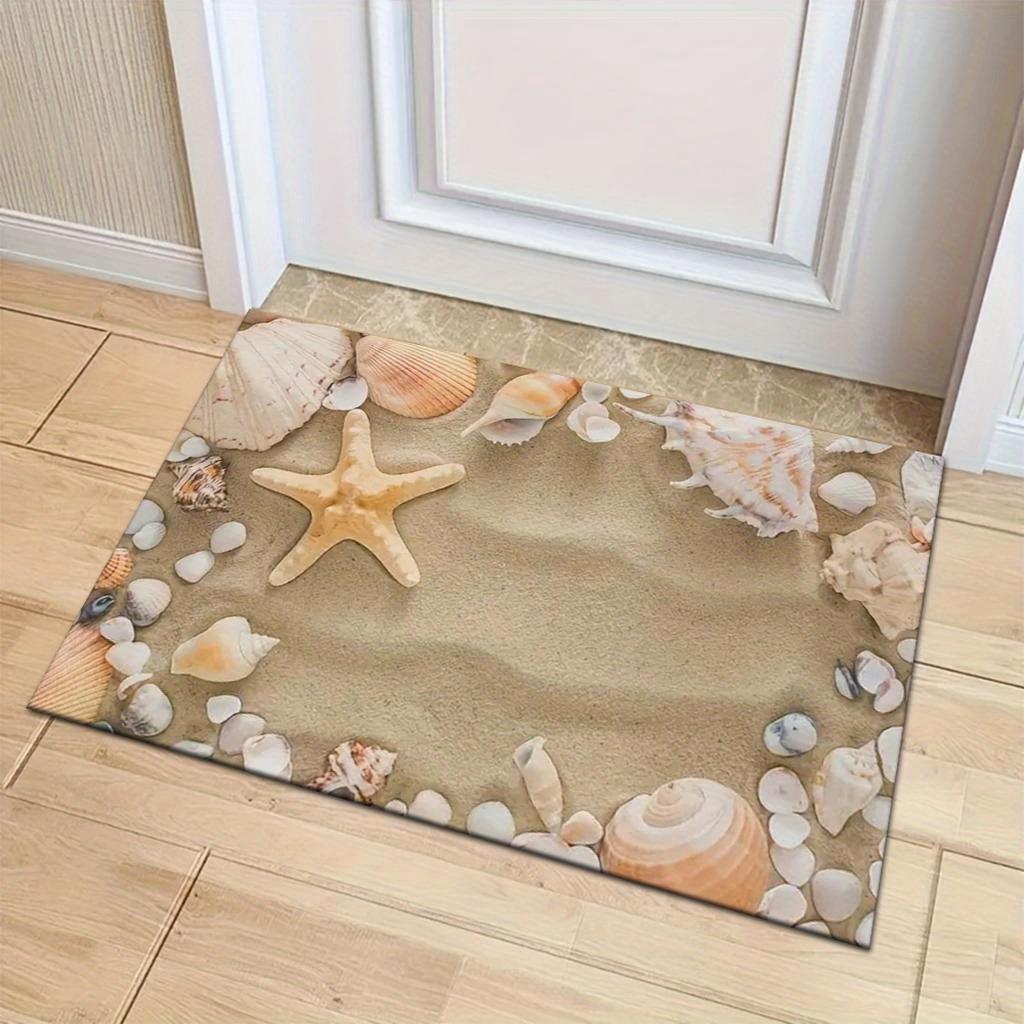 Tappetino da Pavimento con Motivo a Stella Marina, Conchiglia e Spiaggia Adatto per Tappetini da Pavimento per Cucina, Tappetini da Pavimento per Corridoio, Tappetini da Pavimento per Ingresso Camera da Letto, Bagno