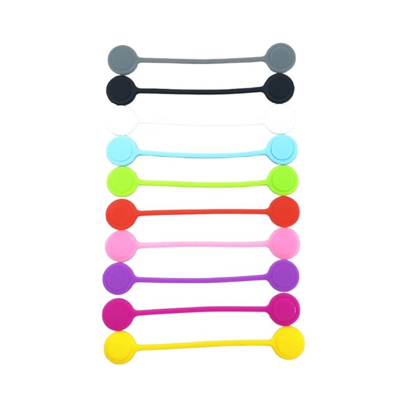 Pack of 10 Reusable Magnetic Cable Ties Cord Organization Silicone Magnetic Cord Ties for Bundling Stuff Book Marker