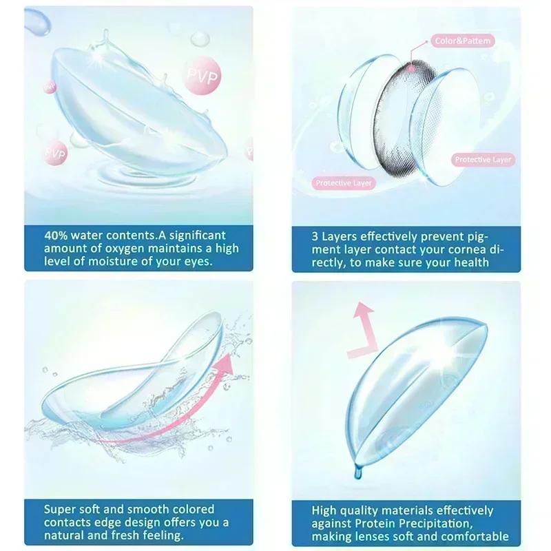 FUNSACHY 1 pár přírodně hnědých kontaktních čoček pro oči velké černé oči čočky korejská krása šedé zornice módní barevné oční kontakty