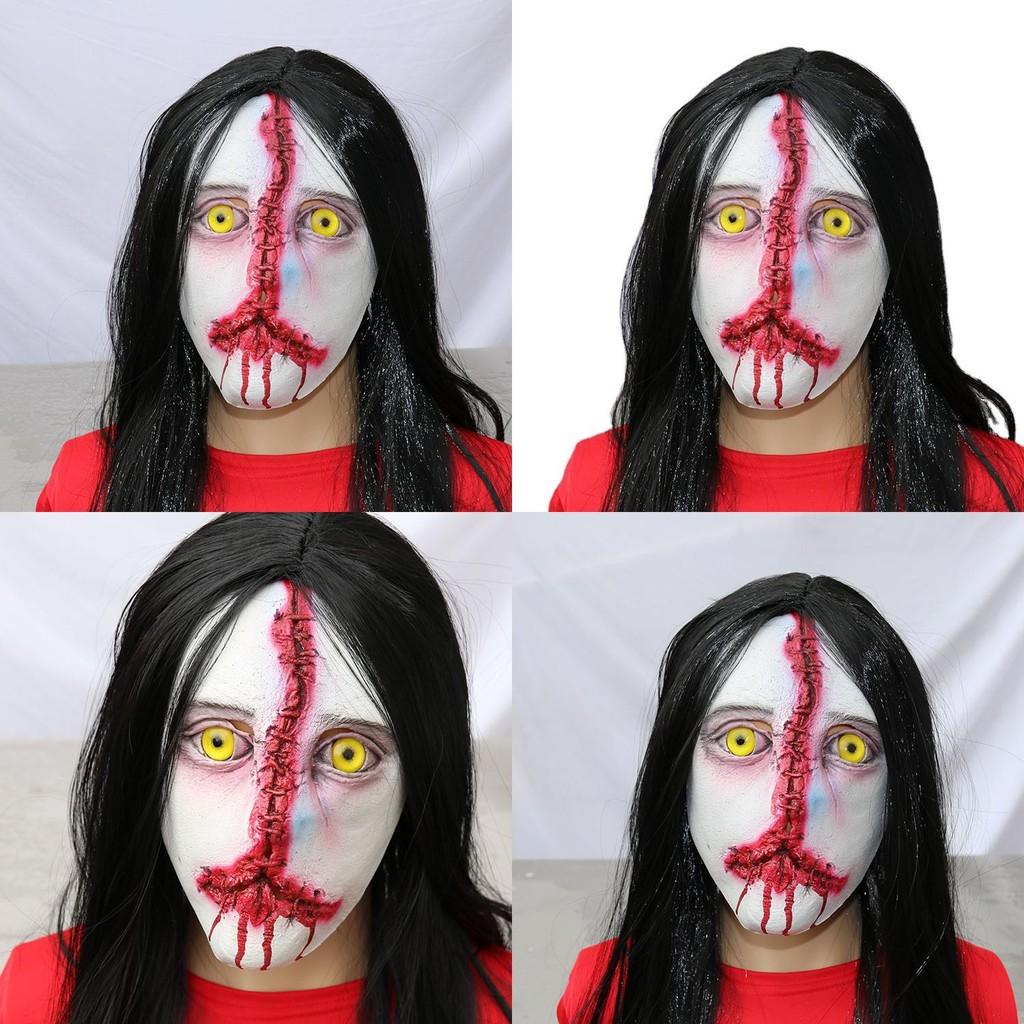 Long Ghost Hair Face Cosplay Mask For Halloween Haunted House Escape Games