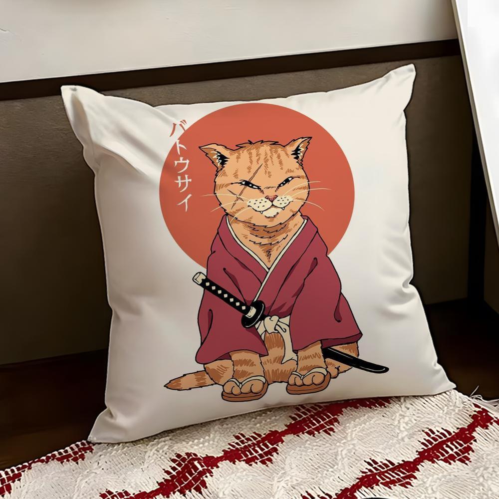 Japanese Style Cat Cushion Cover Reversible Soft Durable Pillow Cover Home Car MultiScene Use for Daily Comfort