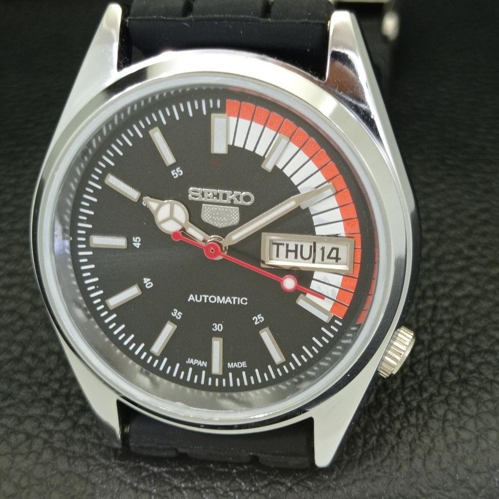 REFURBISHED SEIKO 5 AUTOMATIC 6309A VINTAGE JAPAN MENS BLACK WATCH a441131-4 Sk-a441131