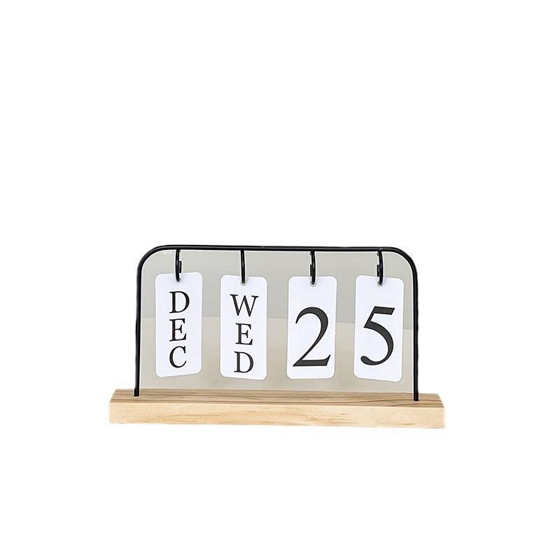 Minimalist Metal Frame Wooden Flip Calendar Desk Decor Home Office Gift Christmas Birthday Wedding