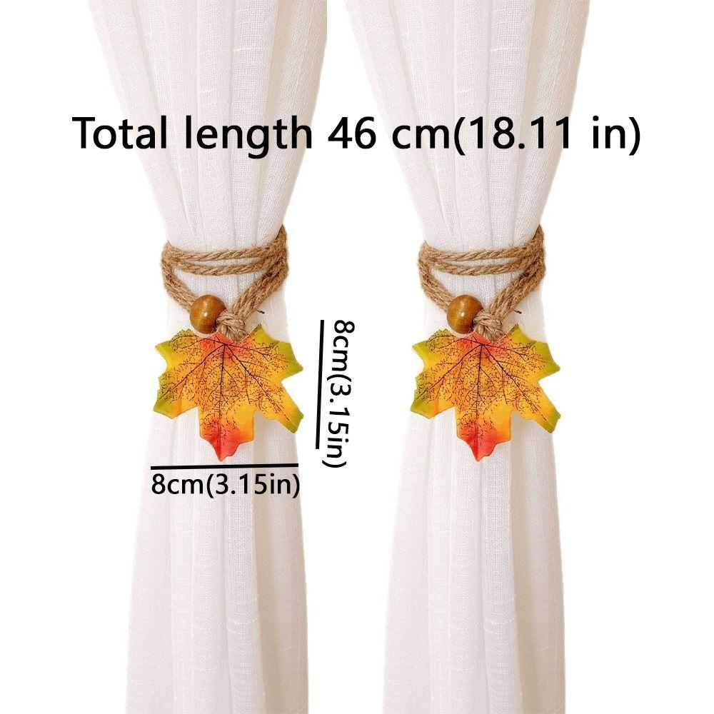 2Pcs Handcrafted Autumn Curtain Hold Back Simulated Maple Leaf Fall Leaf Curtain Strap Thanksgiving