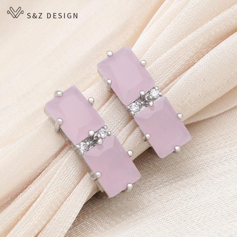 

Модные серьги-капли цвета розового золота с прямоугольными кристаллами и кубическим цирконием для женщин, свадебные элегантные ювелирные изделия