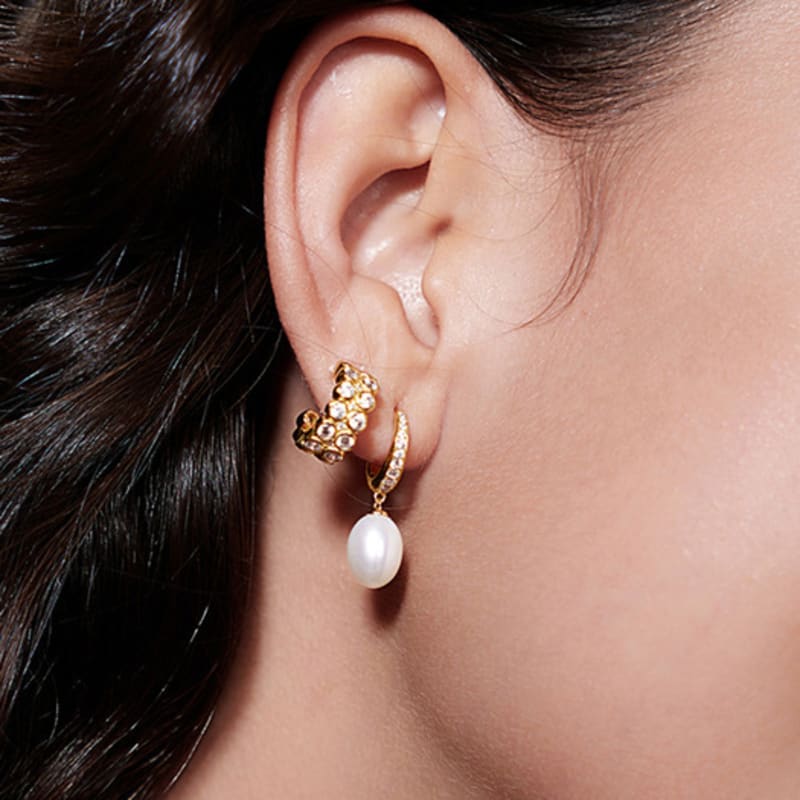 ANIA HAIE Natural Freshwater Pearl Drop 925 Silver Earrings E058-03G