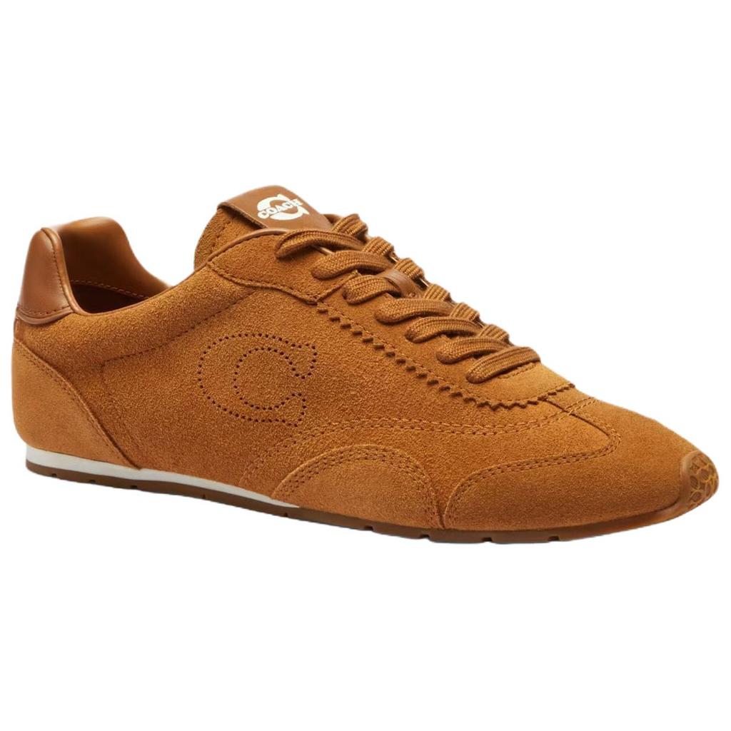 Coach De Xun Leather Suede Round Toe Flat Low Top Casual Shoes Women sneaker Brown CAQ41-Y2G