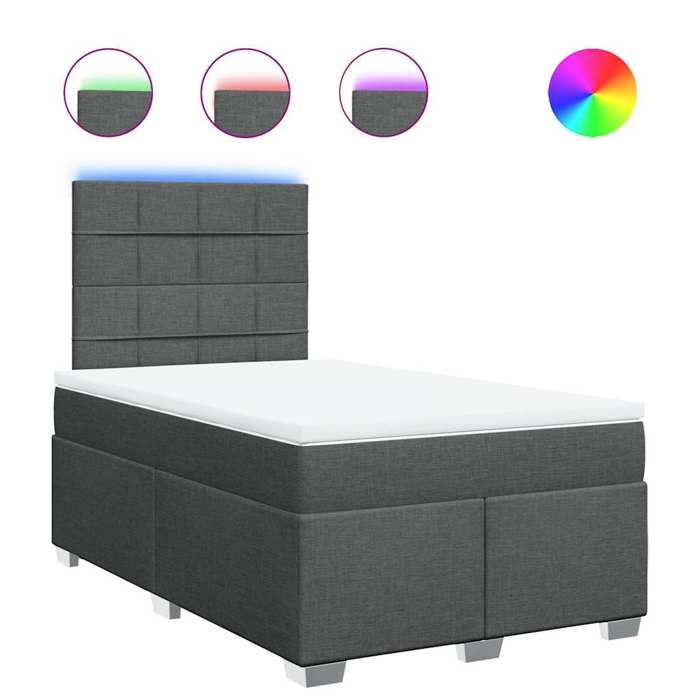 Exclusive House - Bed Slat Base with Mattress Dark Grey 120x200cm Fabric