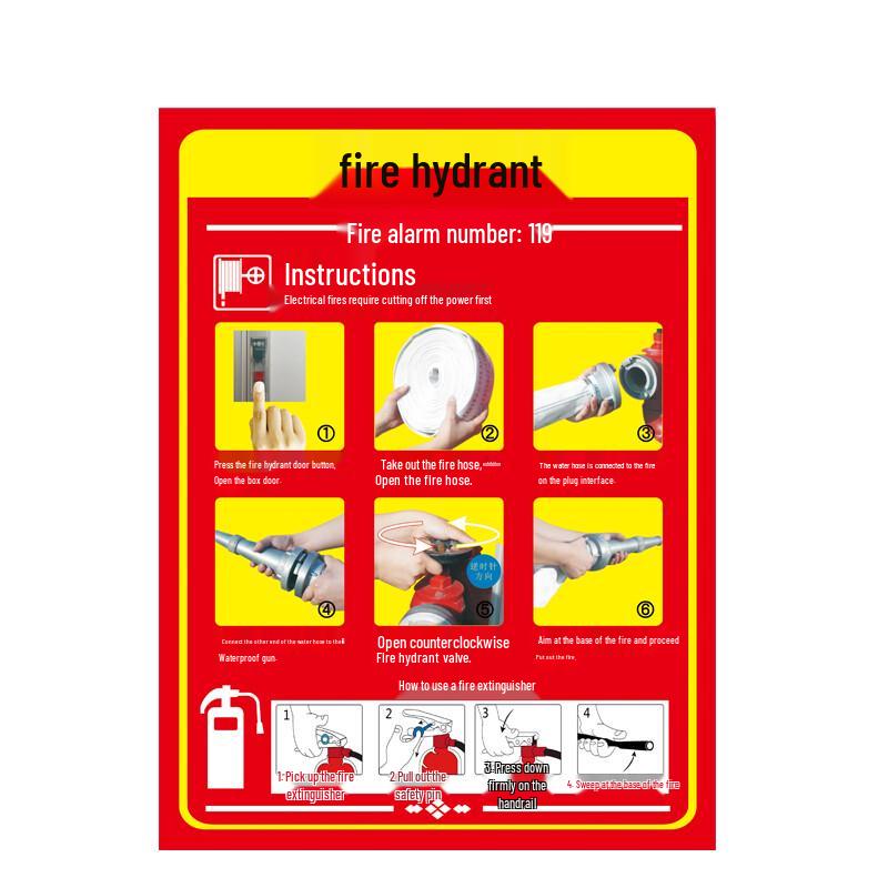 Fire Hydrant  Extinguisher Instruction Sticker 40x52cm