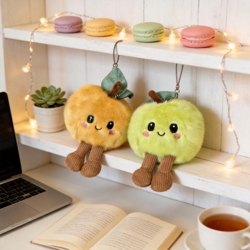 Plush Apple Keychain With Super Soft Short Plush For Kids And Adults