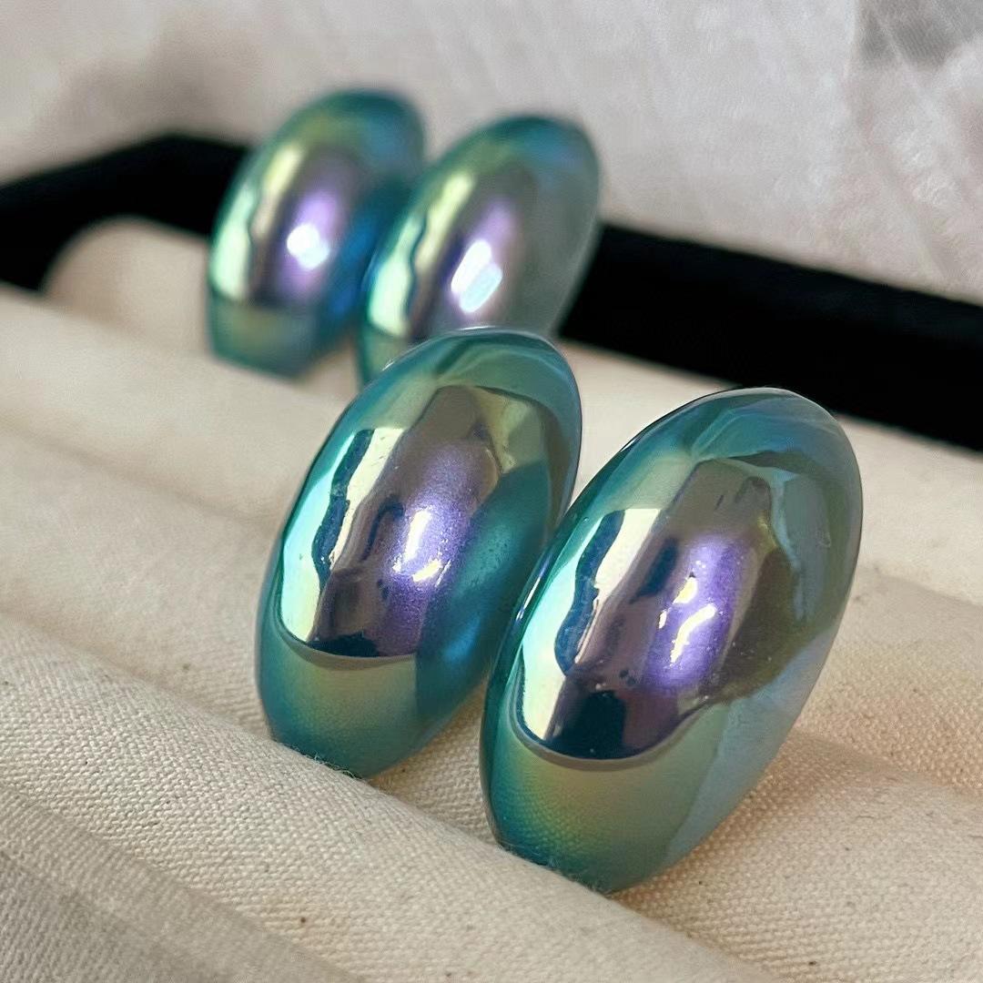 Retro 925 Silver High Quality Colorful Real Multi-Hemp Large Particle Artificial Mapei Stud Earrings