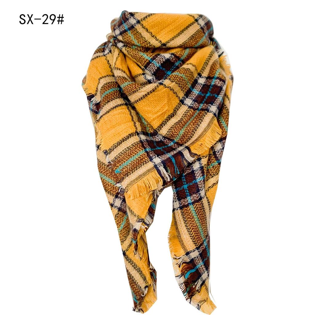 Sciarpa a scialle triangolare a quadri in finto cachemire stile europeo americano - Scaldacollo alla moda versatile per primavera, autunno, inverno