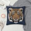 Tiger Face Square Pillowcase Polyester Linen Velvet Printed Zip Decor Room Cushion Cover