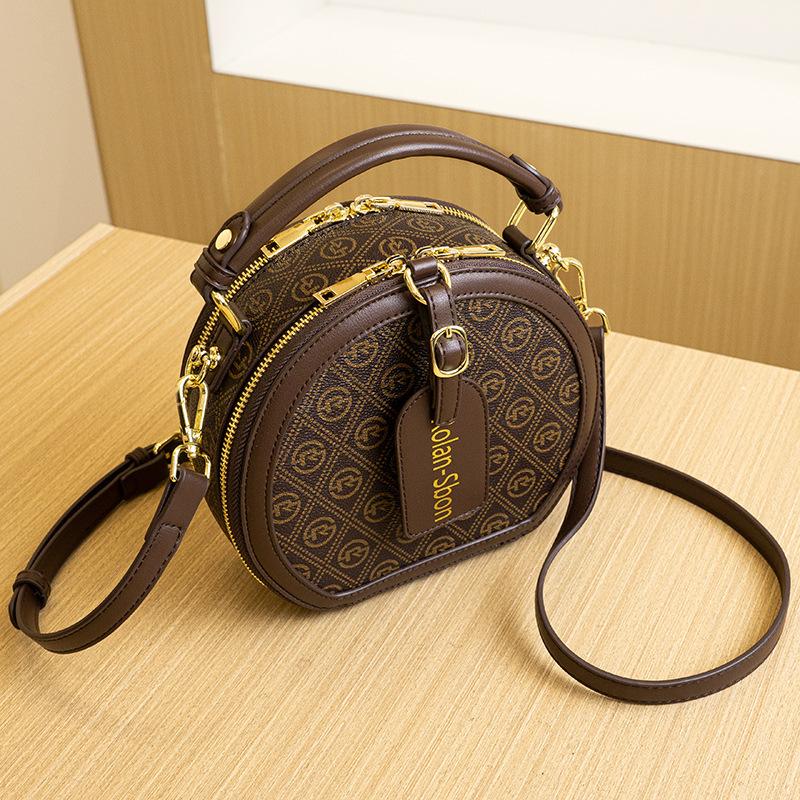 New Fashionable Small Round Bag Retro Handbag Commuter Temperament Shoulder Bag Slanted Versatile Niche Mobile Phone Bag