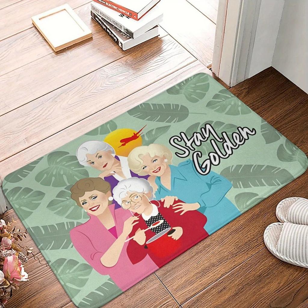 1PC Rose Arts Pattern Living Room Rugs Kitchen Rugs Non-Slip Home Door Mats Pop Arts Bath Mat Carpet for Home Sink Laundry Decor